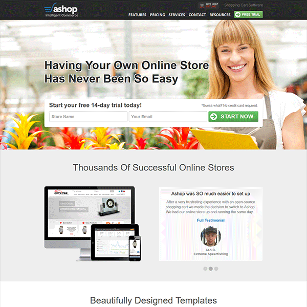 Ashopcommerce.com Home Page Screenshot