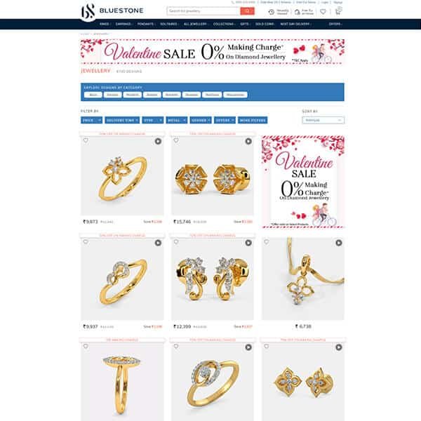 Bluestone.com Jewellery Rings Page Screenshot