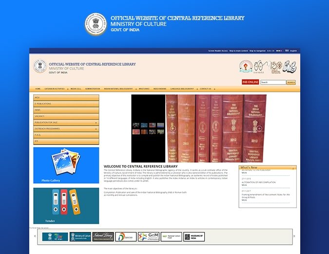 Central Reference Library index Website Screeenshot