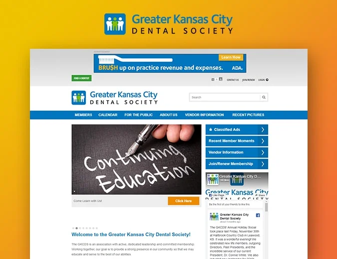 Greater Kansas City Dental Society Website Screenshot