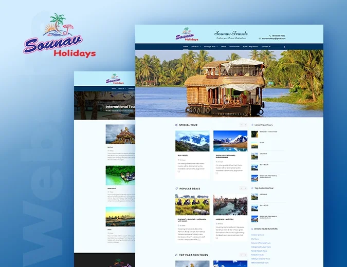 Sounav Holidays Website Screesnhot